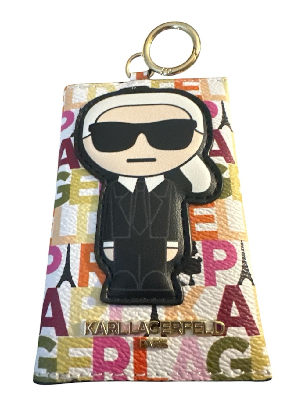 NWOT Aris Multi-Color Karl Lagerfeld Cartoon Key & Card Holder